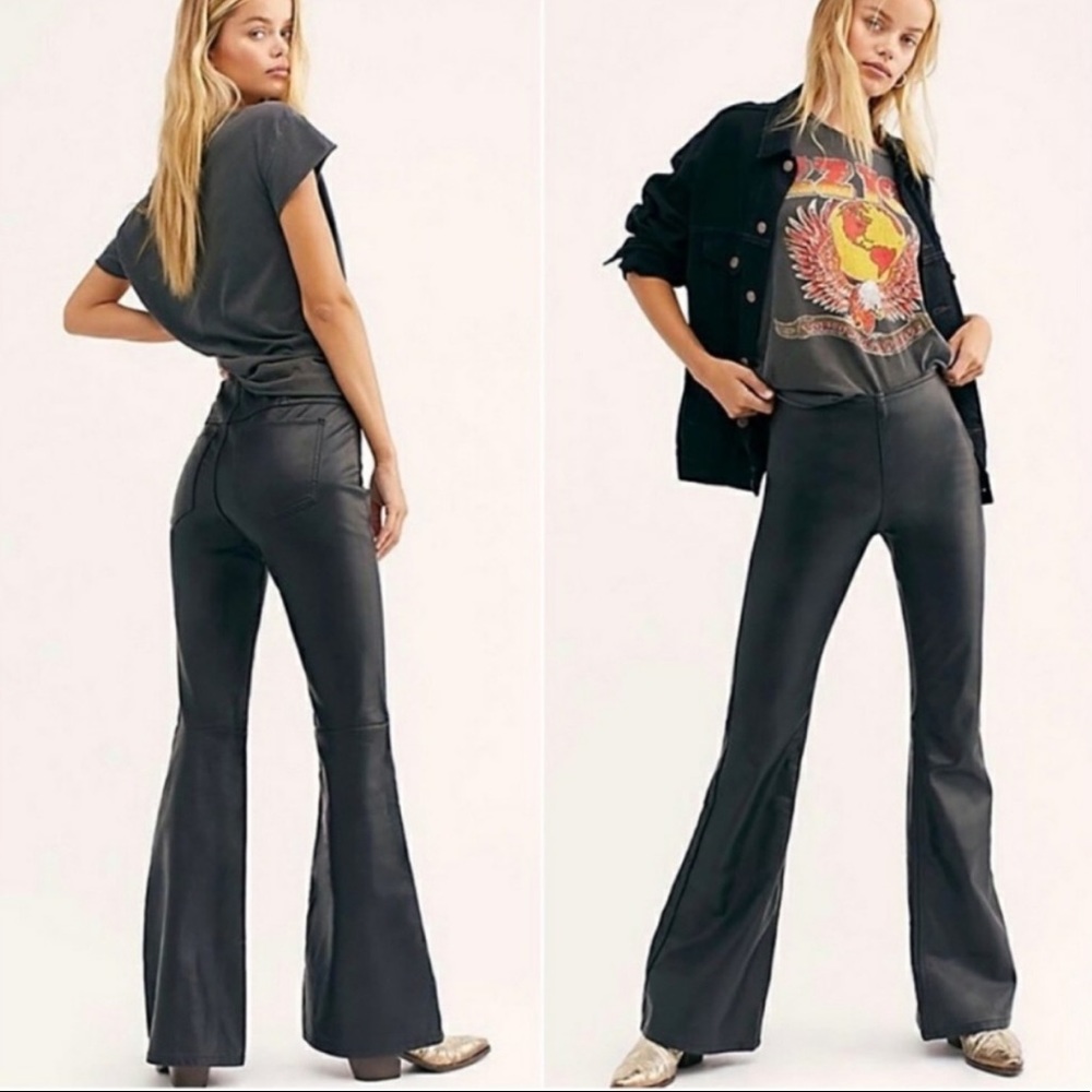 Free People Penny Faux Leather Flare Pants